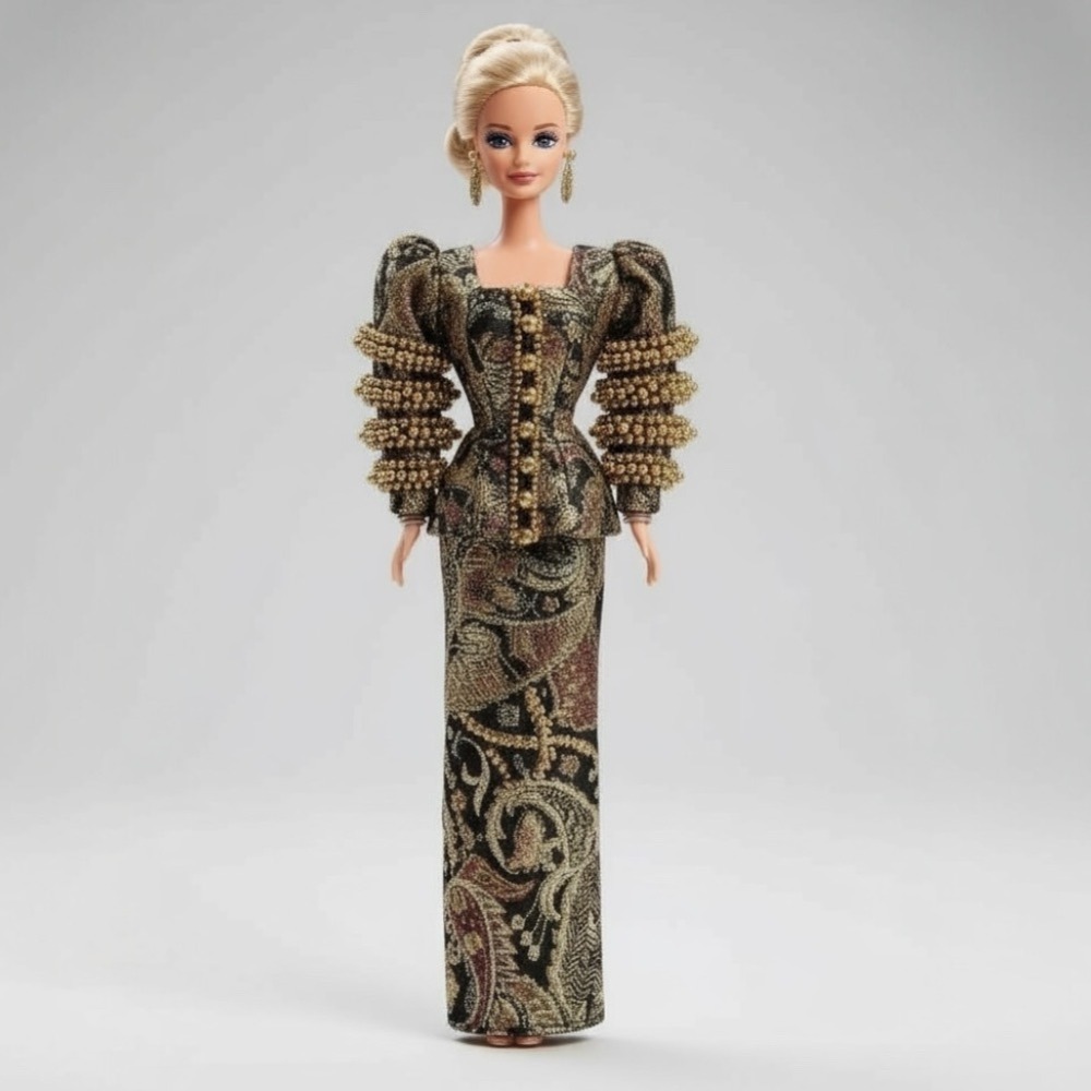 Dior Barbie in Gold and Black Beaded Gown Limited Edition - Picture 2 of 10